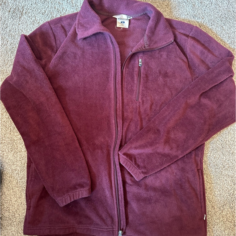 Burgundy Full-Zip Fleece Jacket